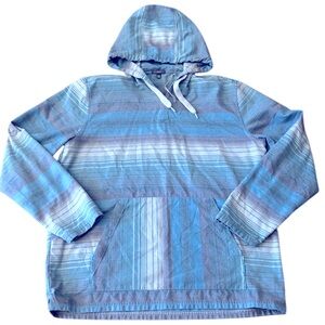 Toad & Co Loreto Hoodie men’s pull over top striped blue size L A2